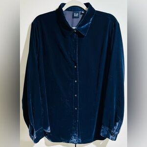 GAP Oversized Blue Velvet Shirt